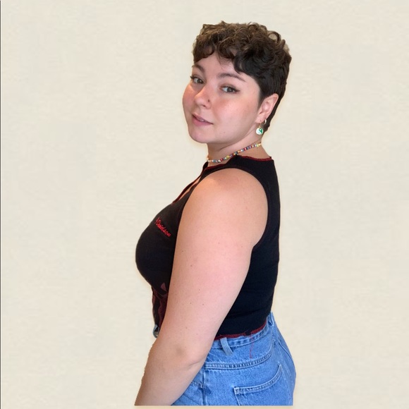 Vntg Harley Davidson black w/ Red flame tank top - Picture 2 of 5